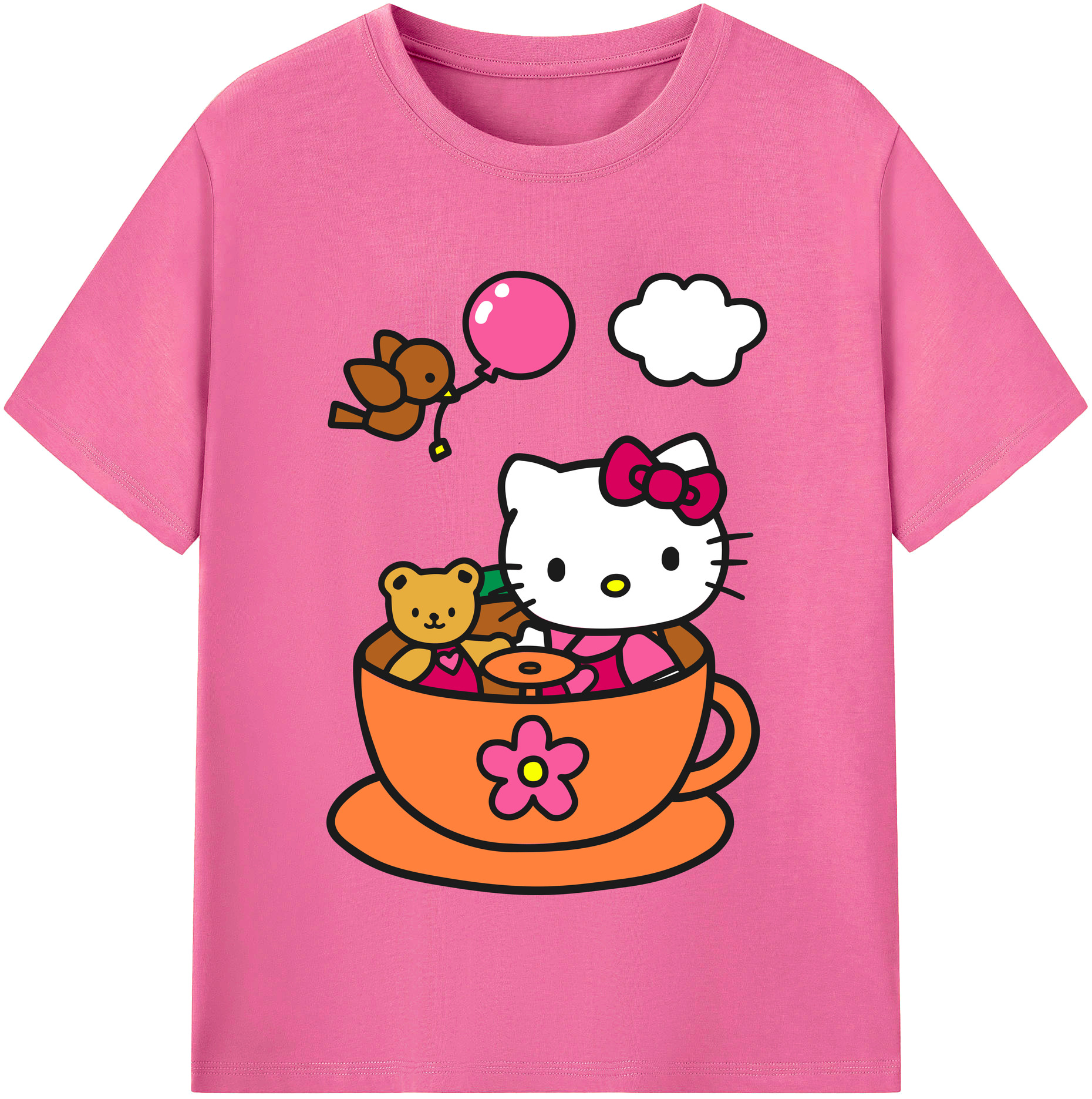 （画像用） Hello Kitty ハローキティ レディースカジュアルプリントTシャツ（綿100％）